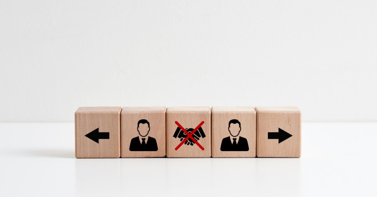 Illustration of contract breach between two people